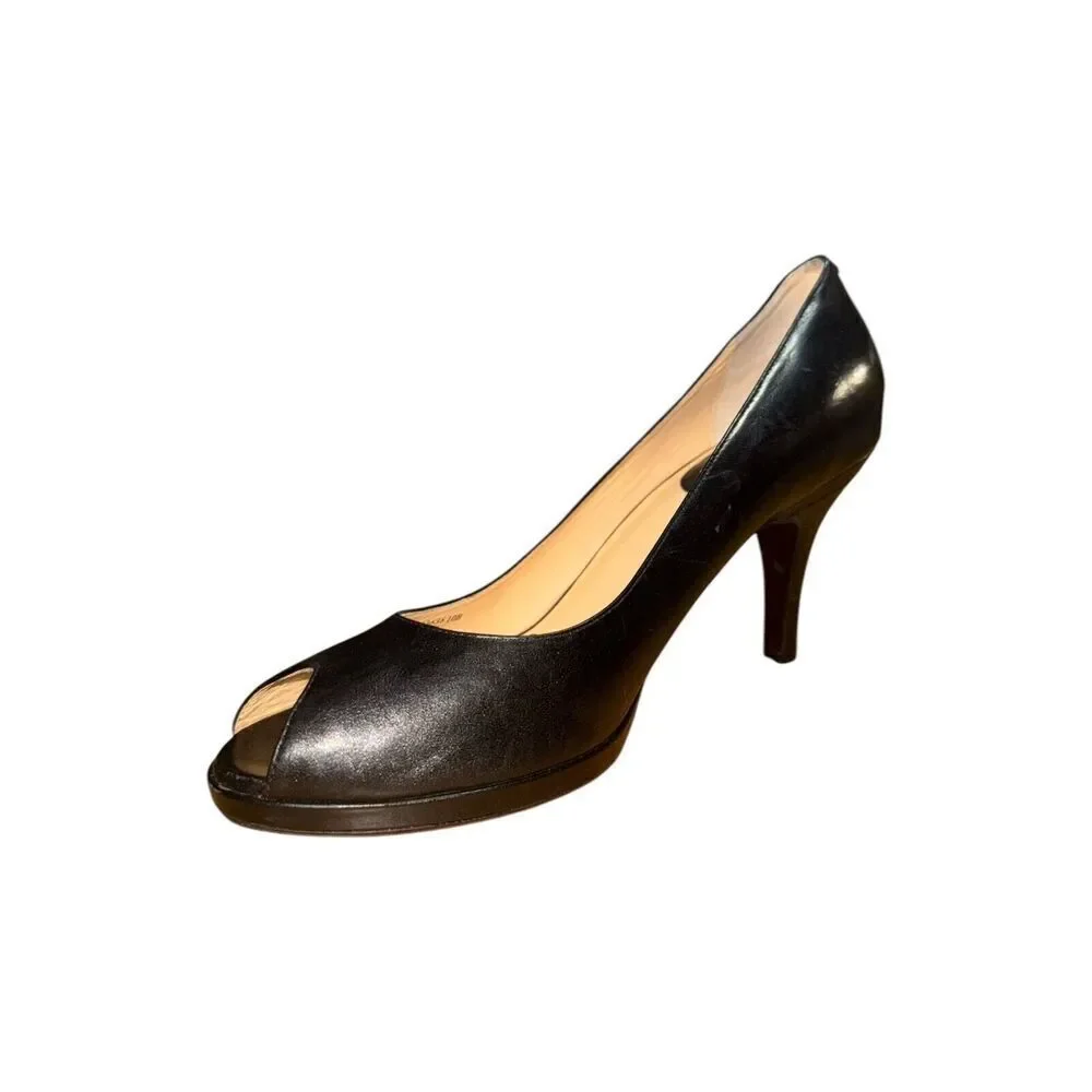 Cole Haan leather Black Peep Toe PumpWomen's Size 10 Good Condition